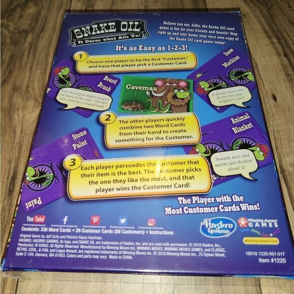 Hasbro SNAKE OIL It Cures What Ails Ya! FUN Family PARTY CARD GAME 2016 Sealed. - Picture 4 of 5
